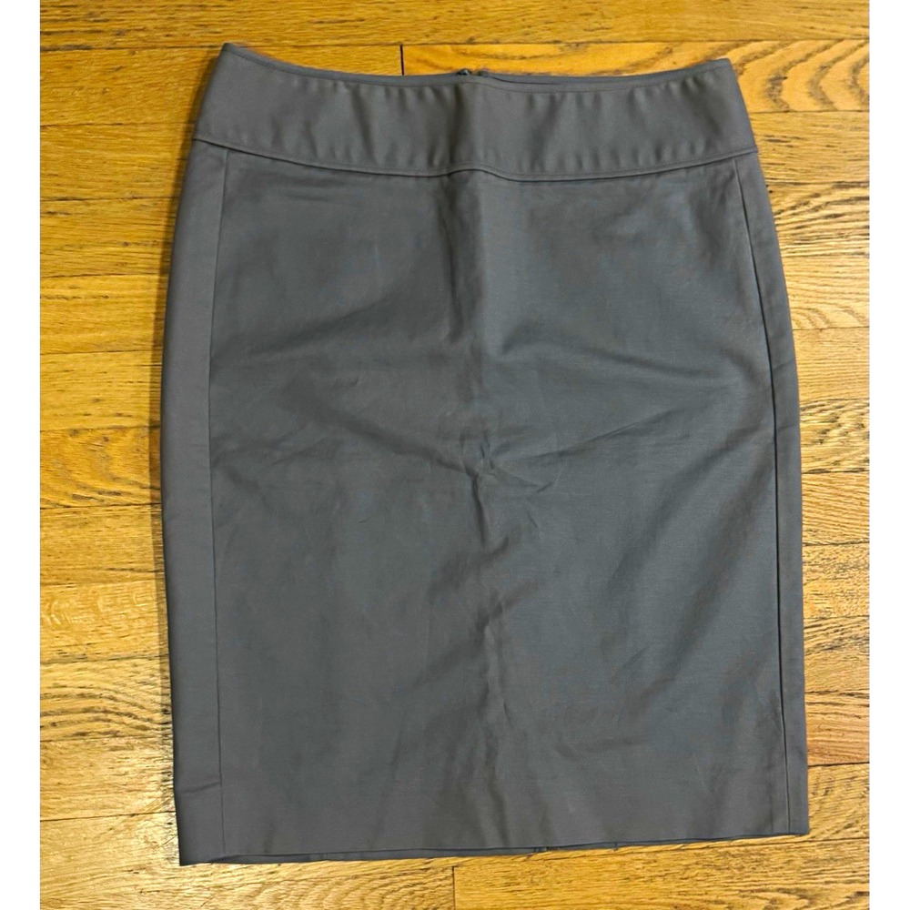 Gap Women's Gray Solid Straight Pencil Knee Skirt Stretch Zip Zipper Button 10